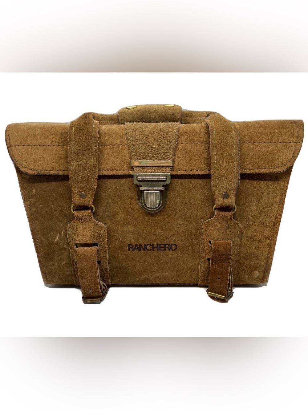 Vintage Photographer Ranchero Leather Suede Case  Bag Modernist era Suede